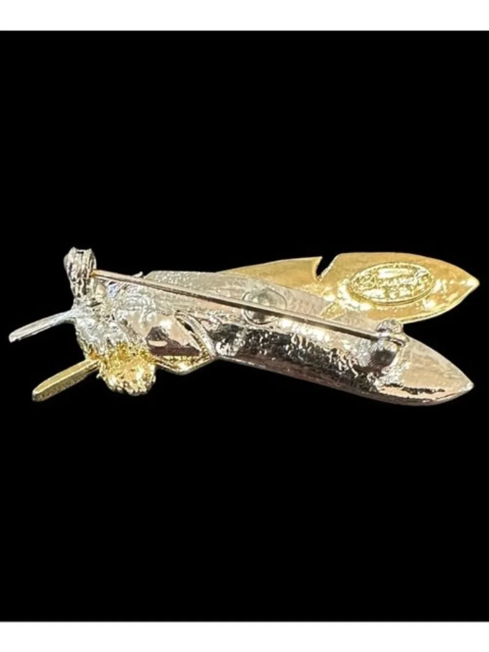 Danecraft Vintage Gold & Silver Tone Feather Brooch Pin Signed 2
